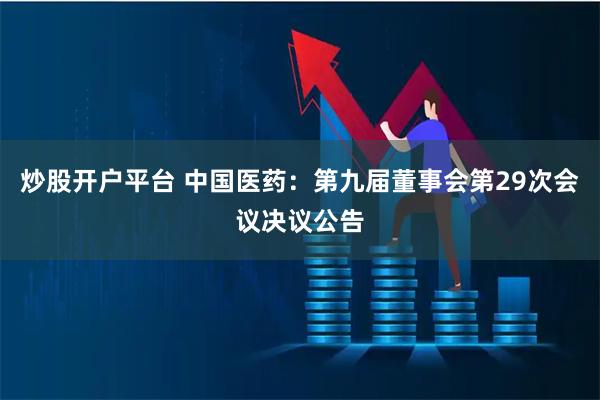 炒股开户平台 中国医药：第九届董事会第29次会议决议公告